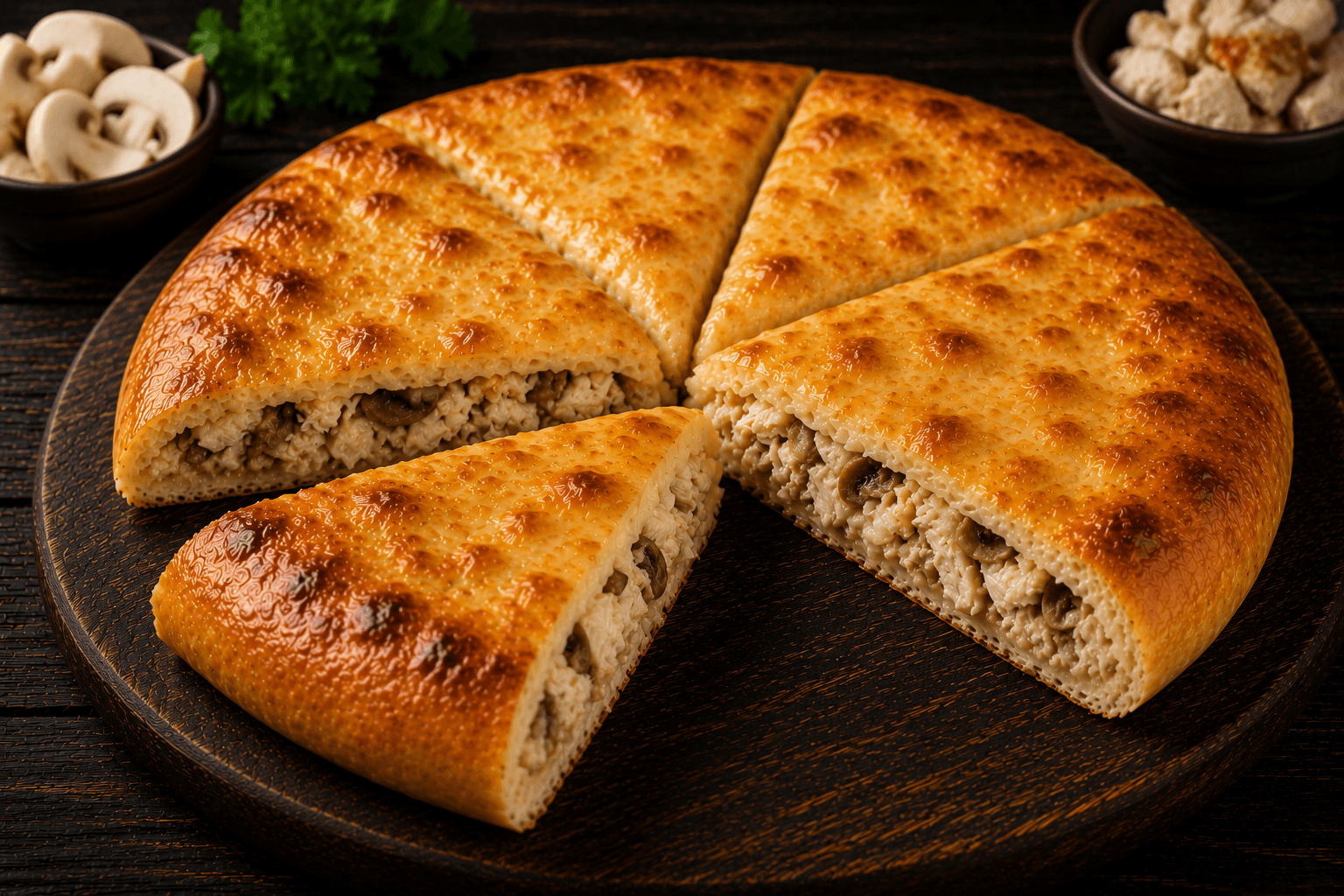 Пирог с курицей и грибами